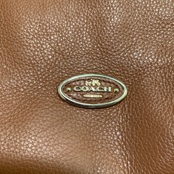 Womens Coach Isabelle Brown Pebbled Leather Shoulder Zip Bag Purse F34511 - Picture 6 of 12